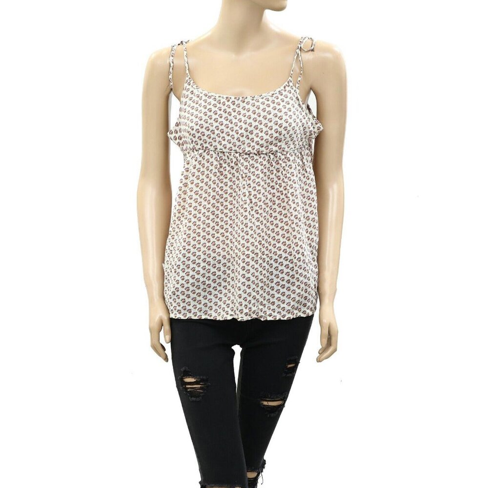 Bonpoint Floral Printed Cami Tank Blouse Top Cotton Sleeveless Resort S
